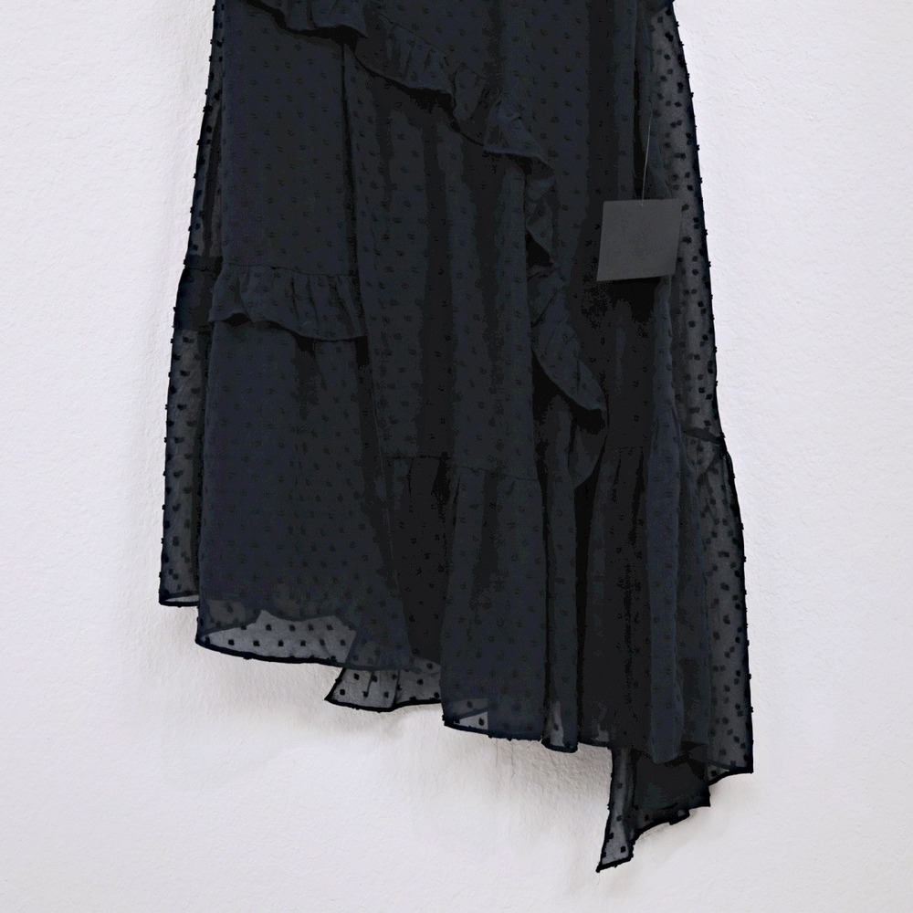 NWT Lulus Next To You Swiss Dot Ruffle Surplice Slit V-Neck Midi‎ Dress Navy XS - Picture 7 of 15
